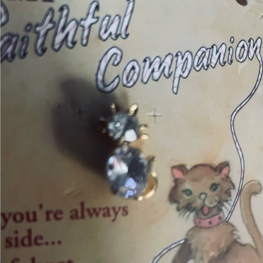 Cat Angel Lapel Pin Brooch Gusrdian Sympathy Memorial Austrian Crystal on Card